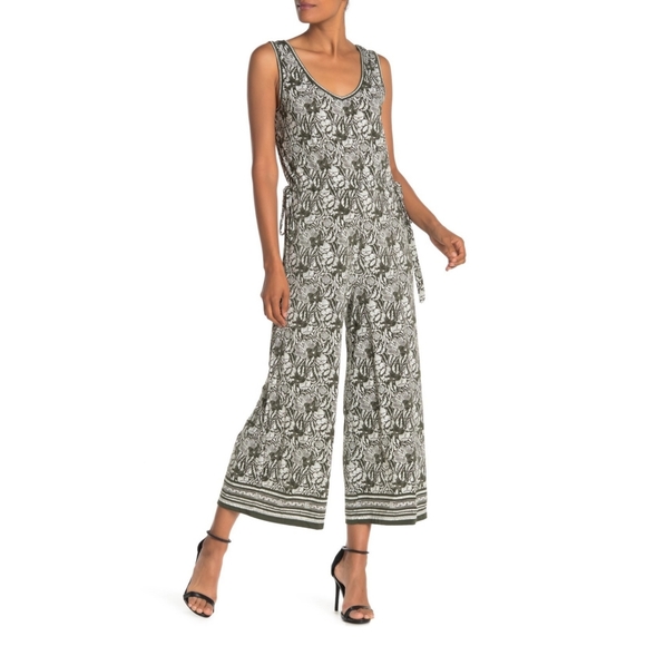 Max Studio Pants - Max Studio NWT Olive & Cream Floral Jumpsuit